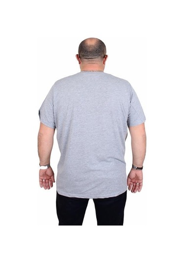 Starbattal Erkek Büyük Beden Sıfır Yaka Tişört Want 25160 Grı Melanj Gri Melanj