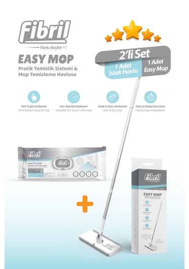 Easy Mop Pratik Temizlik Sistemi + 1 Paket Temizleme Havlusu 40 Y