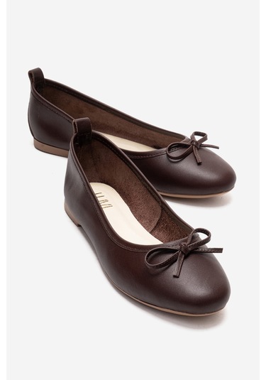 Luvishoes Cilt Hakiki Deri Kadın Babet Ayakkabı 01 Kahve Kahverengi
