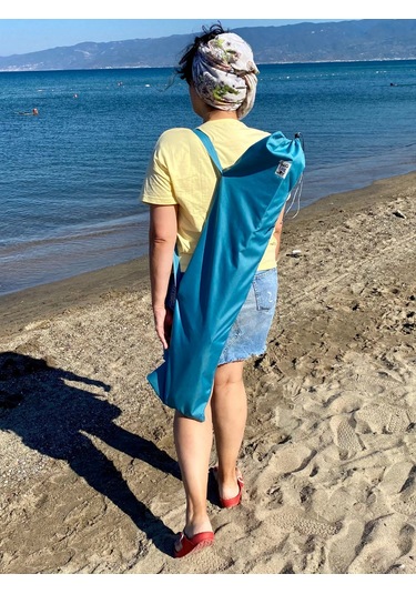 Bag The Joy Ahşap Kahverengi İskelet - Turkuaz Kılıf Sandalye Turkuaz