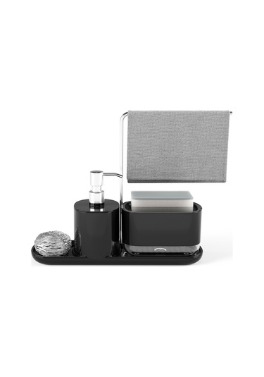 Aubyhe Mutfak Sıvı Sabun Dağıtıcı Seti, Çift Bölmeli Basma Kutusu, Sponge Tutucu İle Sürekli Yıkama Ve El Sabunu İçin, Beyaz, Organizasyon Aleti Beyaz