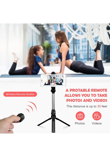 Xindoker Golf Vuruş Hareketlerini Kaydetmek İçin Taşınabilir Akıllı Telefon Tutucu - Uzayabilir Tripod İle Kablosuz Fjär Kontrol - Siyah