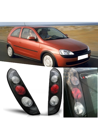 Opel Corsa C 2001-2006 Siyah Şeffaf Arka Stop