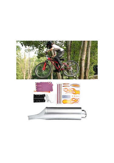 Suntek Bisiklet Turbo Ses Efektli Yuvarlak Susturucu Egzoz Gümüş