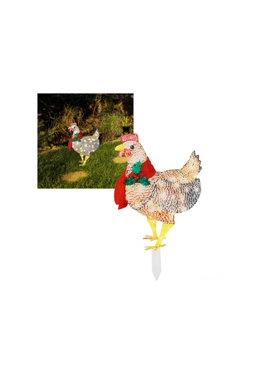 Geeroyoo Plastik Noel Tavuk Işıklı Dekorasyon, Su Geçirmez Bahçe Çimenlik Zemin Aydınlatması, Yeniden Kullanılabilir Bahçe Sanatı Dekoru Pil Dahil Değil Diğer