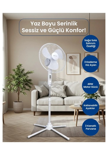 Bright Elegance Be-4116 Katlanabilir Ayaklı Standlı Vantilatör