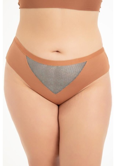 File Detaylı Beli Lastikli Lazer Kesim Büyük Beden Kadın Tanga Külot 3'lü Paket Renkli-2 Çok Renkli