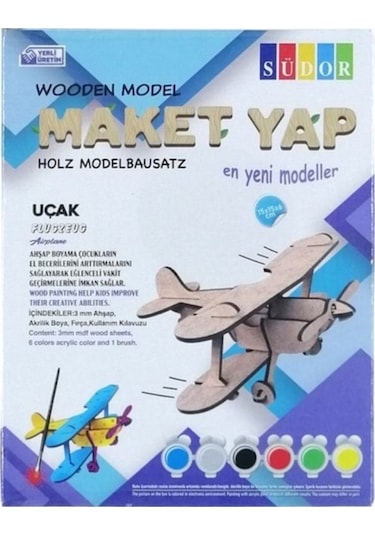 Südor Ahşap Maket Uçak Boyama Seti 15X15X6Cm N:Md2-01