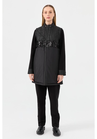 Önü Payet Kombinli 3'lü Takım Siyah Siyah