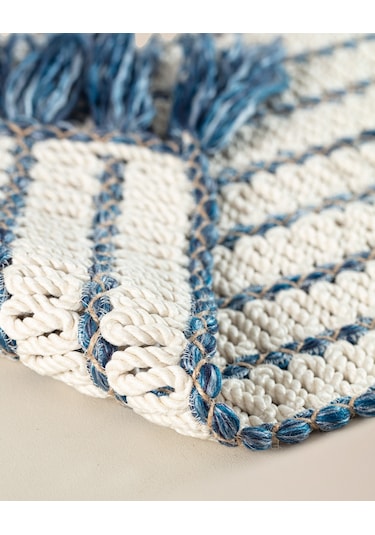 Talmont Saçaklı Kilim - Mavi/beyaz - 65x130 Cm 8684427208861 Çok Renkli