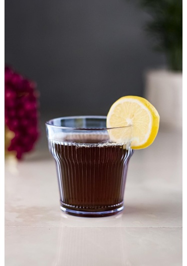 Akrilik Lacivert 6'lı Kısa Bardak & Su Meşrubat Kahve Yanı Bardağı 300 Ml Cam Değildir Lacivert