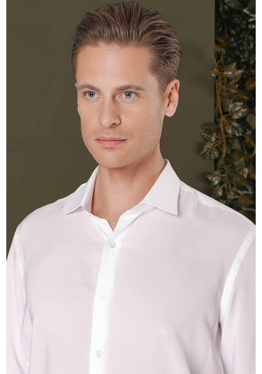 Gk 709 Slim Fit Beyaz 1 Klasik Gömlek Beyaz