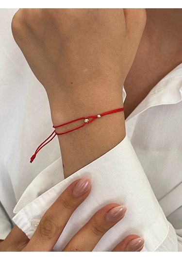 14 Ayar Altın Dorkikalı El İşi Zarif Altın Bileklik Şans Bilekliği Altın