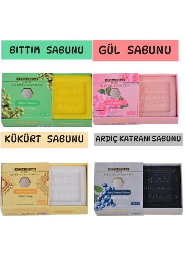 ﻿Hmd Bitkisel Kozmetik Ardıç Katranı + Bıttım + Gül + Kükürt Sabunu 4 x 125 G