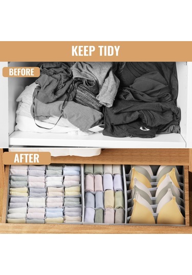 Ximistore9 Gri 4'lü Çok Bölmeli Organizer Seti: Giyim, Çorap, İç Giyim İçin Katlanabilir, Taşınabilir Ve Sporluk Saklama Kutuları 6+7+8+24 Bölmeli Gri