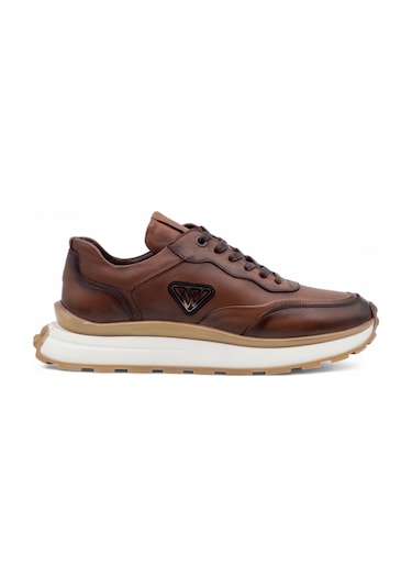 Voyager 1001 Erkek Hakiki Deri Sneaker Taba