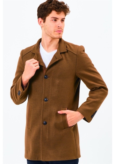 Plt8327 Dewberry Erkek Palto-Koyu Camel-Koyu Camel