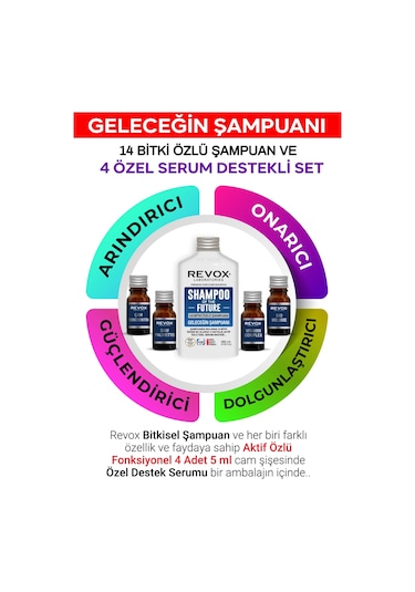 Revox Geleceğin Şampuanı Aktif Özlü 4 Adet Özel Destek Serum Set