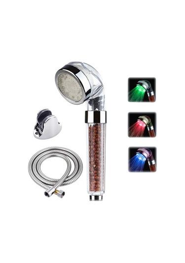 Tasarruflu Boncuklu Ledli Duş Başlık Seti Pil Veya Elektrik Gerekmez Kinetik Enerjili Renkli