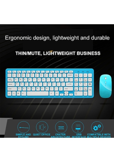 Mld-568 Ofis Oyun Sesini Kapatma Kablosuz Mouse Klavye Seti Beyaz Optik