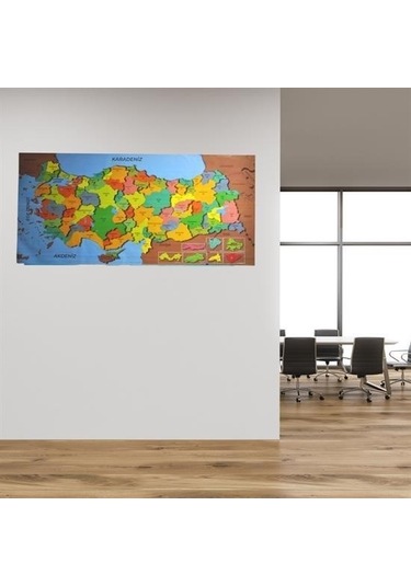 Evyora Renkli Türkiye Haritası Manyetik Yapıştırıcı Gerektirmeyen Duvar Stickerı 118 Cm 56 Cm