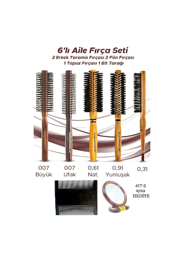 Elsa Aile Saç Fırça Seti 6'lı + Ayna