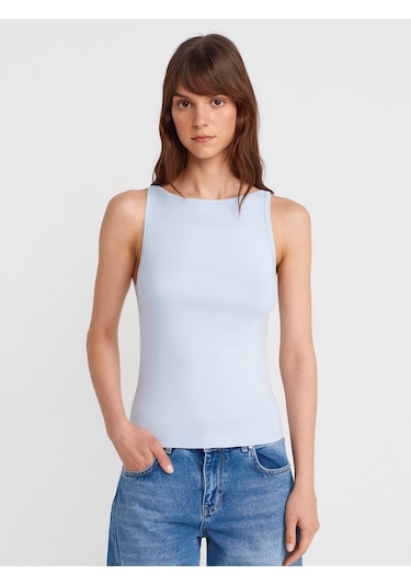 Dilvin 21048 Halter Yaka Top-açık Mavi Açık Mavi