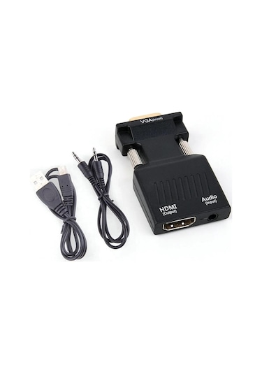 Vga To Hdmi Çevirici Dönüştürücü Laptop Tv Monitör Adaptör