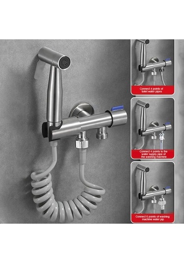 Besthome1 Ev Hijyeni İçin Paslanmaz Çelik Bıd. Spreyi, 2m Hortumlu, G1/2 Açık Gümüş GÜMÜŞ