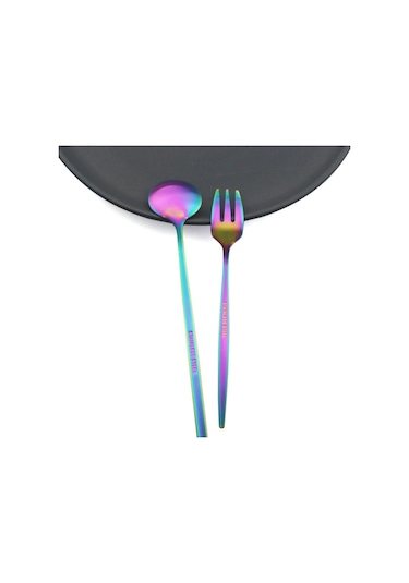 Yeşil Ve Altın 6 Adet Renkli Çatal Seti Çay Kek Aperatif Çatal Yemek Takımı Çatal Bıçak Takımı Mat Paslanmaz Çelik Sofra Tatlı Meyve Çatalı Gümüş Seti Yeşil -  Altın