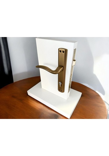 Trim Mat Antik Sarı Aynalı Yale Çelik Kapı Kolu Sol Elle Açılır Tek Taraf Kilit Hariçtir