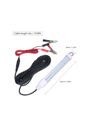 Wezone "12-24v 10w 120 Led Su Dalış Balık Avı Lambası, 6m Kablo İle 360 Aydınlatma" Beyaz