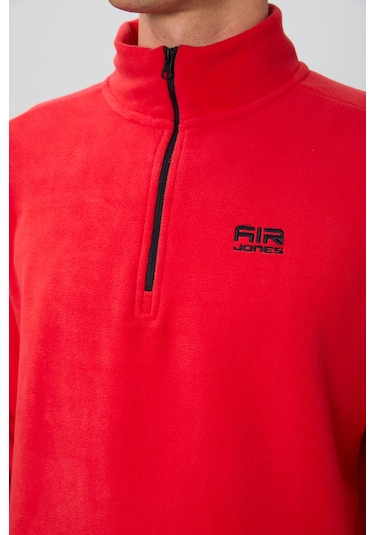 Tommy Life River Fiesta Dik Yaka Erkek Polar Sweatshirt - 88310 Kırmızı