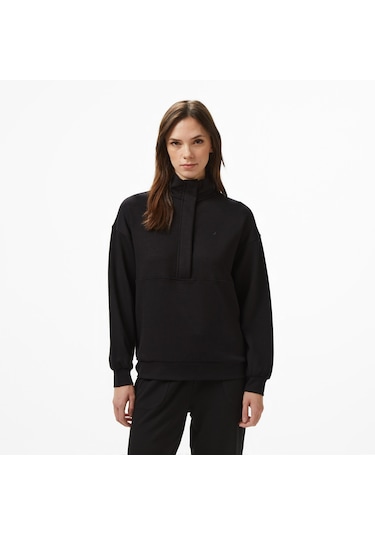 Nautica Kadın Siyah Regular Fit Sweatshirt Düz 57k605t Siyah