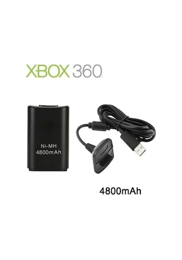 Xbox 360 Pc Uyumlu Kablosuz Analog Oyun Kolu Ve 4800mah Batarya Seti Siyah