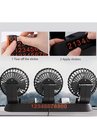 Atay Garage 3 Kafalı Vantilatör 12 Wolt Çıkışlı Arabada Karavanda Evde Kullanıma Musait