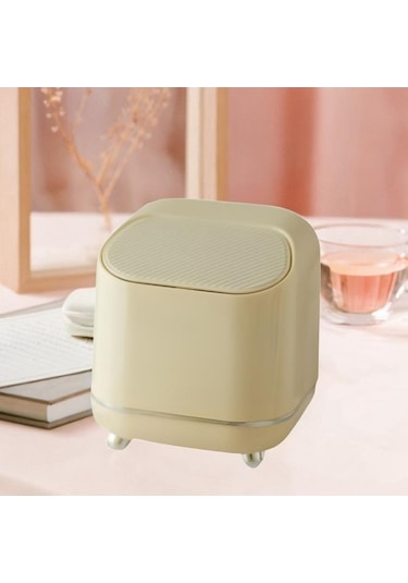 Pazly Suntek Sepeti Sarı Masaüstü Küçük Kovası, Kovası Kapaklı Çöp Mp Sarı