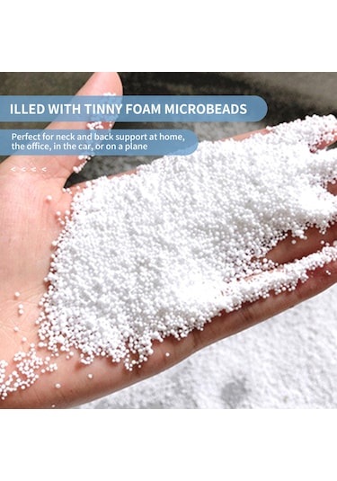 Vkemall Mavi Ym-110 Zarfımsı Yumuşak Köpük Taneli Yastık, Bel Ve Boyun Desteği, 30x16cm, Ev Ofis Araç Uygun Diğer
