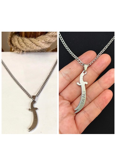 Hz. Ali Temalı Çelik Kararmaz Erkek Kolye 65cm