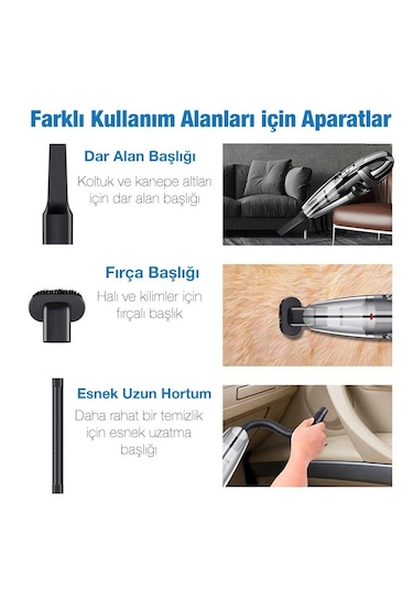 Enraco R-6053 Kablosuz Güçlü El Araç-ev Süpürgesi Kuru Islak