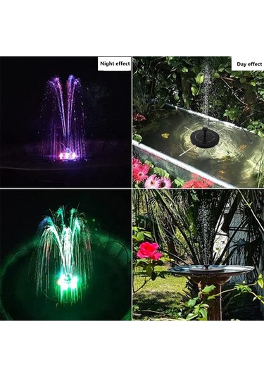 Vkemall 3.5w Güneş Enerjili Fontan, 8 Led Renkli Işık, Otomatik/gece Modu, Su Yokluğu Koruması, 6 Farklı Nozzle İle Bahçe Dekorasyonu