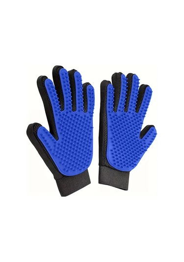 Moveevo Mevcut Kedi Köpek Eldiveni - 180 Iğne Silikon - Yıkama Masaj Temizleme - Tüy Alma Fırçası - Mavi Sol + Sağ Mavi
