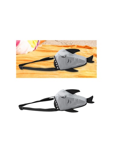 Suntek Yaz Çocukları Mesh Plaj Kabuk Torbası 25x18x15cm Çok Siyah