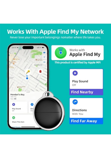 Wezone F03 Mfi Onaylı Bluetooth Takip Cihazı, Evcil Hayvan Kayıp Engelleme, 10 Ay Pil Ömrü, Apple "bul" Uygulaması İle Uyumlu, 4 Adet Siyah Paket Siyah