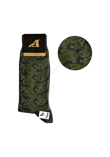 A Classe Şal Desenli Nefti Yeşili Erkek Çorap Nefti Yeşil