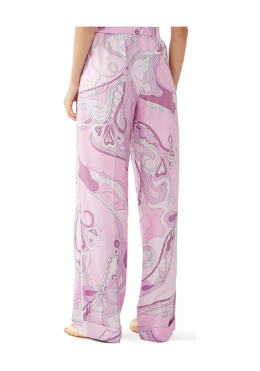 Pucci Orkide Desenli Ipek Twill Pantolon Pembe