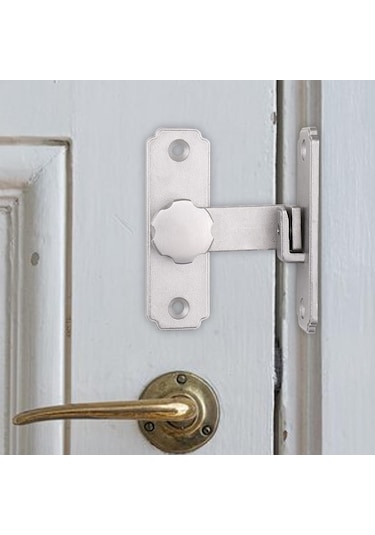 Homyl Sürgülü Ahır Kapı Mandalı Kilidi Sağ Açı Gümüş