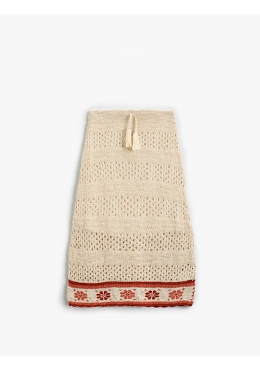 Koton Ajurlu Etek Çiçek Detaylı Ekru 4skg90032ht Ekru