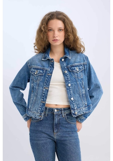 DeFacto Regular Fit Jean Ceket D8665AX25SPNM28 Mavi