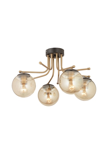 Edin 4Lü Siyah Eskitme Bal Camlı Modern Genç Odası Yatak Odası Salon Avize